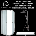 Chrome Quadrant Shower With Gun Metal Column + Channel - 500MM