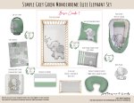 Cot Duvet Bedding Simple Grey Green Monochrome Ellie Elephant Set