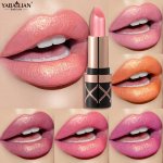 Yabaolian Mermaid Shiny + Matte Nude Lipsticks - 12 Colors: Metallic Pearlescent Lipstick With Long Lasting Shimmer And Glitter