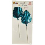 Shiny Tealish Blue Palm Fan 2PC