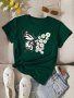 Butterfly & Floral Print Crew Neck T-shirt Casual Short Sleeve Top For Spring & Summer Women's Clothing