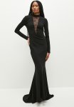 Sissy Boy Mixed Maxi Dress With A Mock Neck - Black