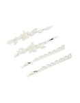 Silver Plated Cubic Zirconia Flower & Oval Clips 4-PACK