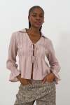 Textured Sheer Blouse - 16 Taupe