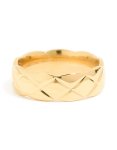 Waterproof Gold Plated Stainless Steel Crosshatch Ring - M l