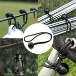 10PCS Black Elastic Bungee Cord With Plastic Ball - Durable Latex polyester Perfect For Outdoor Camping Tents & Canopies