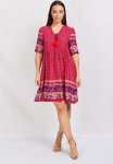 Floral Print Swing Dress - Multi Red