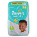 Pampers Baby-dry Baby Diapers Size 4 Jumbo Pack - 66 Diapers
