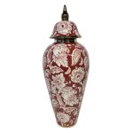 Ginger Jar Red With White Flowers 23X23X60CM