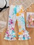 Girls Graffiti Print Trendy Flare Pants Stretchy Leggings For All Season Party Gift
