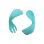 4 A Kid Curved Toddler Spoon And Fork - Blue