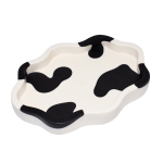 Eco-resin Cow Print Curvy Trinket Tray - Black & White 15.5CM X 2CM X 11.5CM