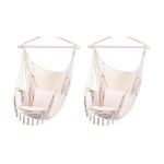 Hammock Hanging Rope Chair With 2 Pillows - Pack Of 2