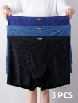 3PCS Plus Size Men's Ice Silk Thongs Wide Mesh Waistband Breathable Comfy Elastic Thongs Underpants Athletic Supporters Sexy Bik