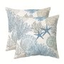 2pcs Ocean Themed Throw Pillow Covers Beach Seashell Coral Starfish Couch Pillow Cases Outdoor Sofa Cushion Cover Modern Decor For Bed Living Room Home