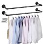 Boshangjia Industrial Pipe Clothes Rack Wall Mounted Clothing Rack Set Of 2 38.2 Inches Heavy Duty Iron Garment Rail Space-saving Hanging Rod For Laun