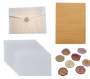 8 Sets See-through Envelopes With Brown Kraft Paper & 3D Wax Seal Stickers