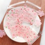 100PCS Plastic Wrapping Bags Aesthetic Pink Cherry Flower Plastic Packaging Bag Self-adhesive Bag Candy Snack Sub-packaging Bag