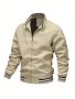 Stripe Edge Bomber Jacket Men's Casual Stand Collar Zip Up Jacket For Spring Summer Outdoor