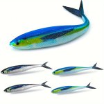 2PCS 16.0CM 12.5CM Fork Tail Fishing Lure 3D Printing Soft Bait Bionic Sea Fishing Swimbait Fishing Accessories