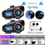 Wireless Intercom Headset For Riders Q58-MAX 2-IN-1 Microphone With Music Sharing Flashlight Tf Card Fm Radio 1000MAH Rechargeab