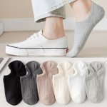 5 Pairs Of Men's Solid No Show Socks Comfy Breathable Sweat Resistant Anti-odor Invisible Socks For Men's Wearing