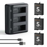K&f Concept 3 Pack Batteries & Charger For Dji Osmo Action 5 4 3