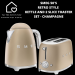 Smeg 50'S Retro Style Kettle And 2 Slice Toaster Set - Champagne