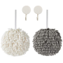 2 Piece Fuzzy Ball Towel White & Grey Dry Your Hand Instantly & Conveniently
