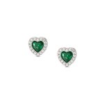 All My Love Earrings Green Heart With Cubic Zirconia
