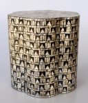 Capiz Black & Silver Stripe Design Garden Stool – 46X46CM