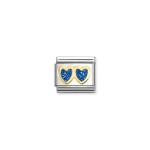 Composable Classic Link Double Heart Blue Glitter