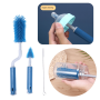 3pcs/set Bottle Brush Set Silicone Brush For Bottle Pacifier Cleaning Brush