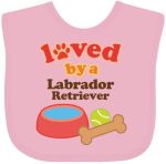 Inktastic Labrador Retriever Loved By A Baby Bib Pink 10569