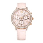 SWAROVSKI Matrix Tennis Chrono Watch Swiss Made Leather Strap Pink Rose Gold-tone Finish
