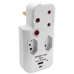 3-WAY Medium Surge Adaptor With Type-c + USB – White