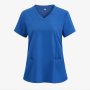Solid V Neck Scrub Tops Elegant Short Sleeve Patched Pockets Medical Nurse Uniform Women's Clothing