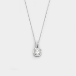 Sterling Silver Cubic Zirconia Double Halo Cushion Pendant