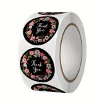 500PCS Floral 'thank You' Stickers - Self-adhesive Round Paper Labels For Business Gifts & Party Favors