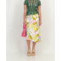 Satin Print Skirt In White Based Floral - S