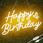 Happy Birthday Neon Sign For Party And Wall Decor 15 9 Inch Warm White LED Neon Light Signs With USB And Dimmer Switch