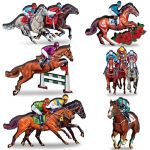 6 Pcs Derby Decorations Horse Racing Table Centerpieces Double Sided Horse Party Decor Wooden Derby Party Supplies For Home Offi