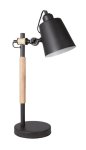 Metal And Wood Table Lamp With Metal Shade Adjustable -1X 60W Es