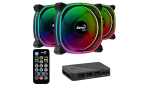 Aerocool Astro 12 Pro 12CM Argb Fans X3 H66F Hub Included Remote Control Triple Fan Kit – New