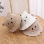 1PC Baby Cotton Breathable Bucket Hat Bear Pattern Sun Hat Suitable For Spring Summer And Autumn Festivals