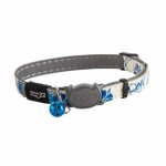 CAT Rogz Z Glow 11MM Reflective Breakaway Collar Blue Floral Waggs Pet Shop