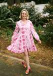 Flora Flair Dress With Spike Print In Hot Pink - XXL Hot Pink