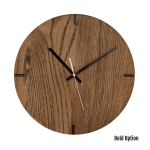 Mika Wall Clock In Oak - 250MM Dia Black Bold White Second Hand