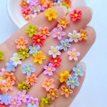 100PCS Cute MINI 0.75CM 0.29IN Flower Flat Resin Charms For Jewelry Making