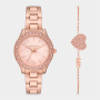 Women&apos S Liliane Stainless Steel Rose Gold Plated Watch & Bracelet Set
